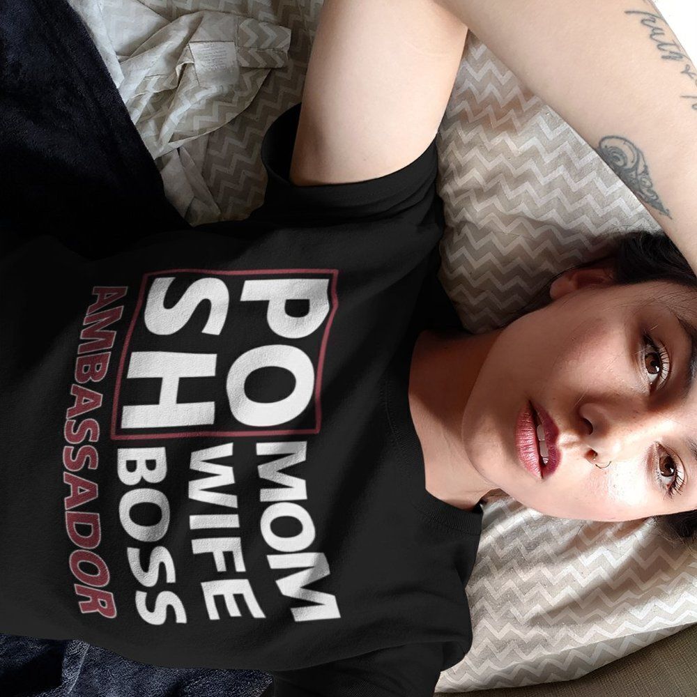 Posh T-shirt adult sizes Ambassador Mom Wife Boss black posh t-shirt crewneck